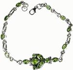 1121: Silver Setting green peridot anklets