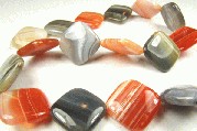 5644: Beaded Gray, Orange botswana agate beads