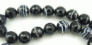 5703: Beaded Black banded onyx beads