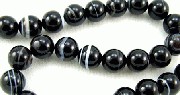 5709: Beaded Black banded onyx beads