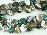 5773: Beaded black,gray,multi-color abalone  tear-drop beads