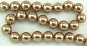 5802: Beaded Brown mother-of-pearl  round beads