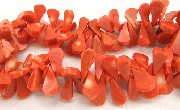 Design 5845: Red coral tear-drop beads