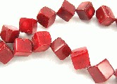 5848: Beaded Red dyed coral beads