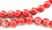 5852: Beaded Red dyed coral beads