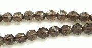 5883: Beaded Brown, Gray smoky quartz  round beads