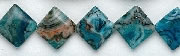 6246: Beaded black,blue,gray blue-crazy agate  square beads