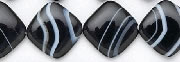 6289: Beaded black, white banded onyx beads