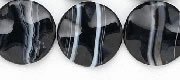 6293: Beaded black, white banded onyx beads