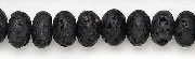 6549: Beaded black lava  rondelle beads