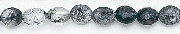 Design 6598: white, black tourmalated quartz faceted, oval beads