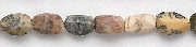 6698: Beaded white, brown, multi dendrite agate beads