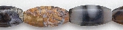 6702: Beaded white, brown, multi dendrite agate  canoe beads