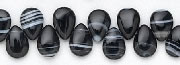 6739: Beaded black, white banded onyx beads