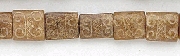 6865: brown, yellow jade suchow  square beads