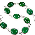 1122: Silver Setting green onyx bracelets