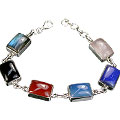 1558: Silver Setting multi-color multi-stone bracelets