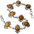 633: Silver Setting brown tiger eye bracelets