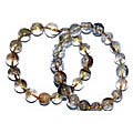 7481: Beaded white,multi-color rutilated quartz bracelets