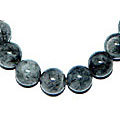 7488: Beaded Black, Grey rotile stretch bracelets