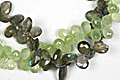 7771: Beaded Green, Grey prehnite drop bracelets