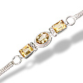 798: Silver Setting yellow citrine  adjustable bracelets