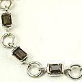 8101: Silver Setting brown,gray smoky quartz  modern bracelets