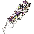 8103: Silver Setting green,purple,red multi-stone bracelets