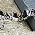 8111: Silver Setting brown garnet  chunky bracelets