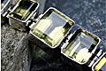 8113: Silver Setting Yellow lemon quartz art-deco bracelets