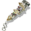 8114: Silver Setting red,yellow multi-stone bracelets