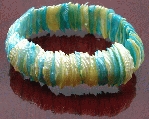 8432: Beaded yellow, blue shell  american-southwest bracelets