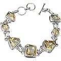 917: Silver Setting yellow citrine  adjustable bracelets