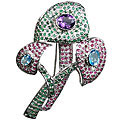 11080: Purple, Green, Blue ruby brooches