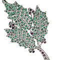 11082: Silver Setting Green, Pink emerald brooches