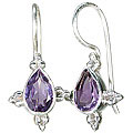 1072: beaded purple amethyst drop earrings
