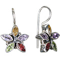 Design 1085: multi-color multi-stone flower earrings