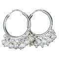 1086: white pearl  hoop-earrings earrings