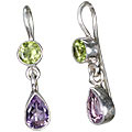 Design 1251: green,purple amethyst drop earrings