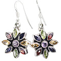 Design 1282: multi-color multi-stone estate earrings