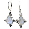 13049: silver setting white moonstone  drop earrings