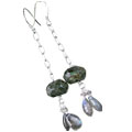 13993: Silver Beaded blue,green,gray labradorite contemporary earrings