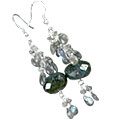 13994: Silver Beaded blue,green,gray labradorite contemporary earrings