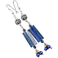 Design 13997: blue,gray lapis lazuli ethnic earrings