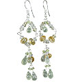 Design 14011: green,multi-color prehnite chandelier earrings