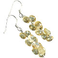 14063: Silver Beaded yellow citrine earrings