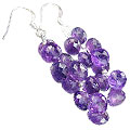 14067: Beaded purple amethyst earrings