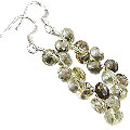 14068: Beaded brown,green,yellow lemon quartz earrings