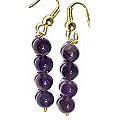 1429: Beaded purple amethyst  drop earrings