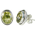 Design 14773: green,yellow lemon quartz post earrings